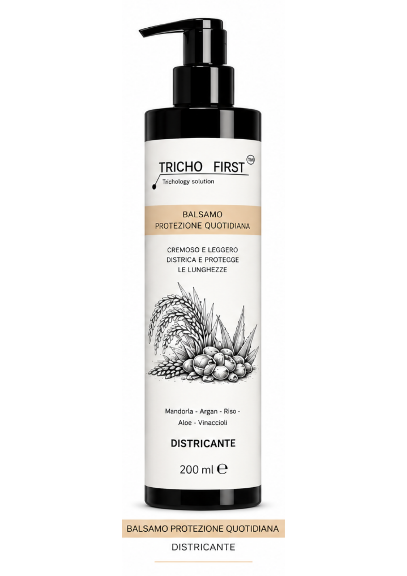 BALSAMO PROTEZIONE QUOTIDIANA  TRICHOFIRST- LEGGERO NON APPESANTISCE - IDEALE PER CHI USA LOZIONI SUL CUOIO CAPELLUTO -  USO FREQUENTE - FORMULA INNOVATIVA SENZA GRASSI CEROSI