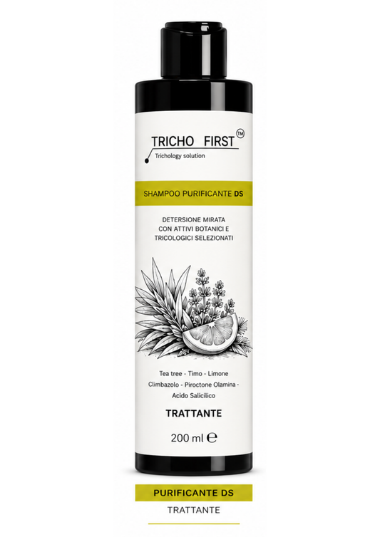 SHAMPOO DS PURIFICANTE TRICHOFIRST - TRATTANTE - FORFORA SECCA E GRASSA  - CLIMBAZOLO PIROCTONE OLAMINA TEA TREE ACIDO SALICILICO LIMONE