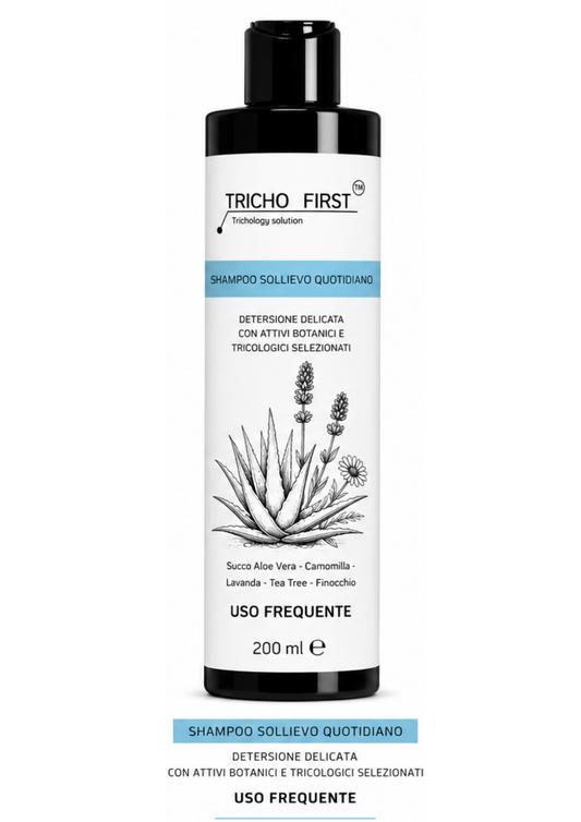 SHAMPOO SOLLIEVO QUOTIDIANO - TRICHOFIRST USO FREQUENTE LENITIVO ALOE CAMOMILLA LAVANDA TEA TREE
