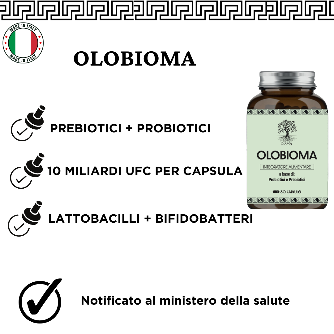 OLOBIOMA - PREBIOTICI E PROBIOTICI SELEZIONATI - FERMENTI LATTICI 30 CPS - LATTOBACILLI E BIFIDOBATTERI