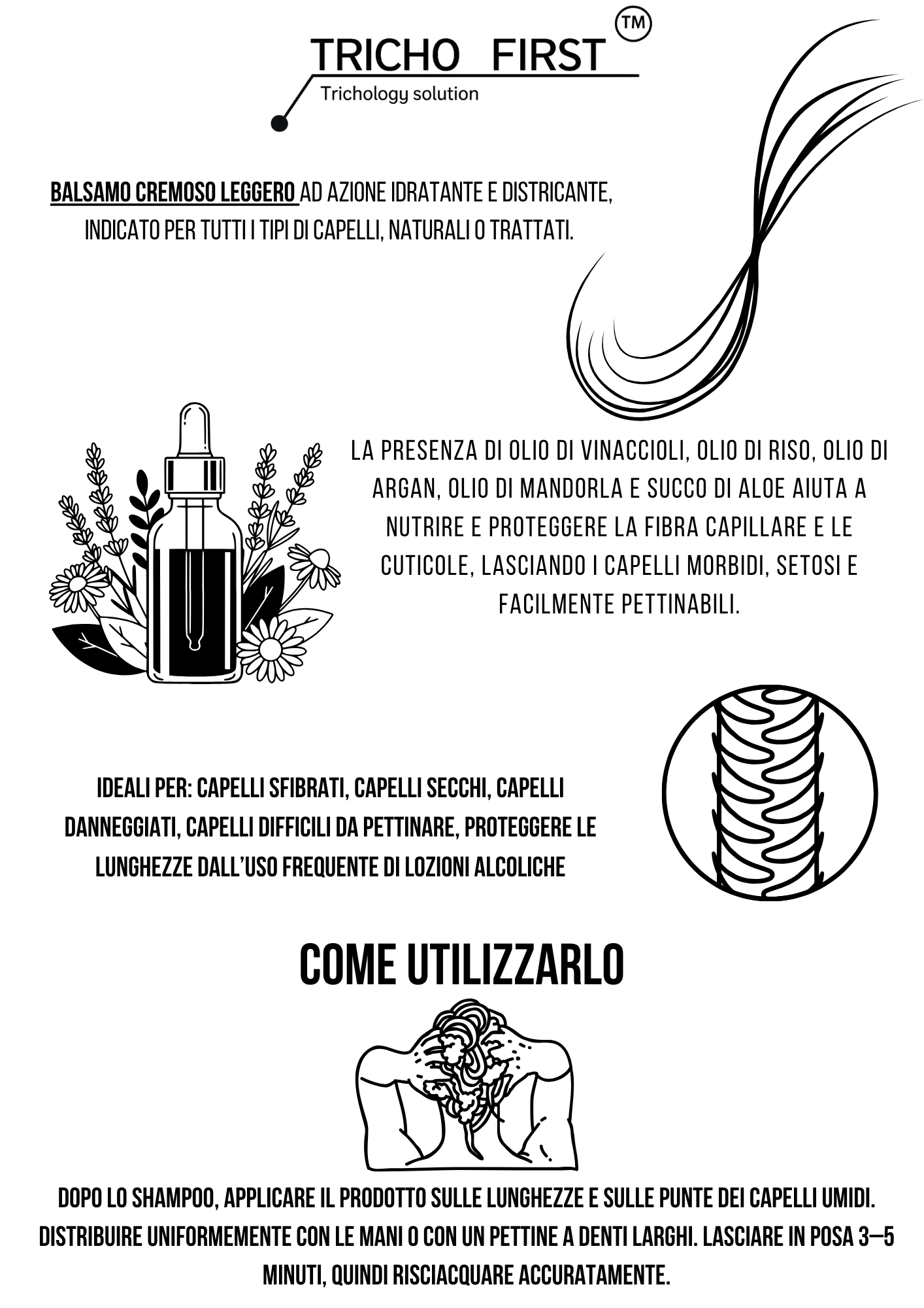 BALSAMO PROTEZIONE QUOTIDIANA  TRICHOFIRST- LEGGERO NON APPESANTISCE - IDEALE PER CHI USA LOZIONI SUL CUOIO CAPELLUTO -  USO FREQUENTE - FORMULA INNOVATIVA SENZA GRASSI CEROSI