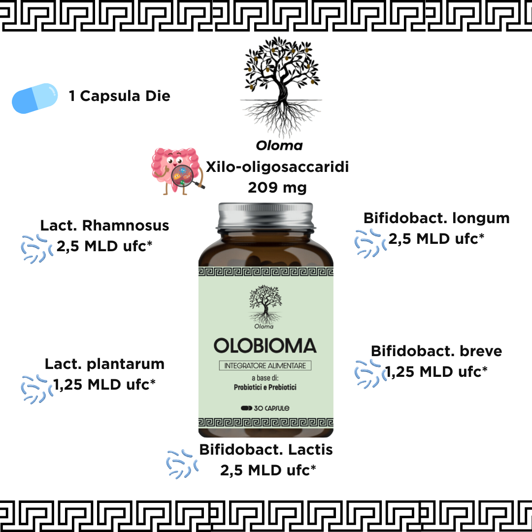 OLOBIOMA - PREBIOTICI E PROBIOTICI SELEZIONATI - FERMENTI LATTICI 30 CPS - LATTOBACILLI E BIFIDOBATTERI