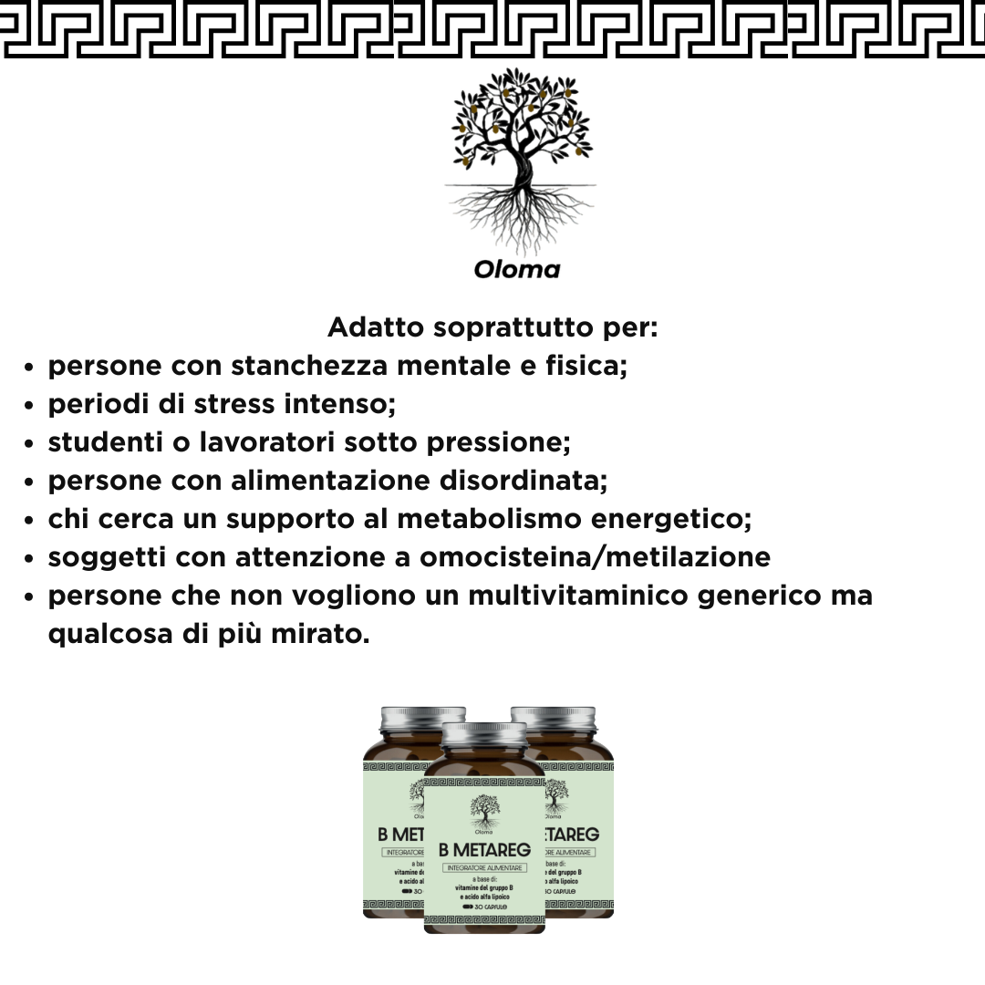 B METAREG - COMPLESSO VITAMINE B ACIDO ALFA LIPOICO, URIDINA 5 MONOFOSFATO, BETAINA, ACIDO FOLICO - 30 CAPSULE