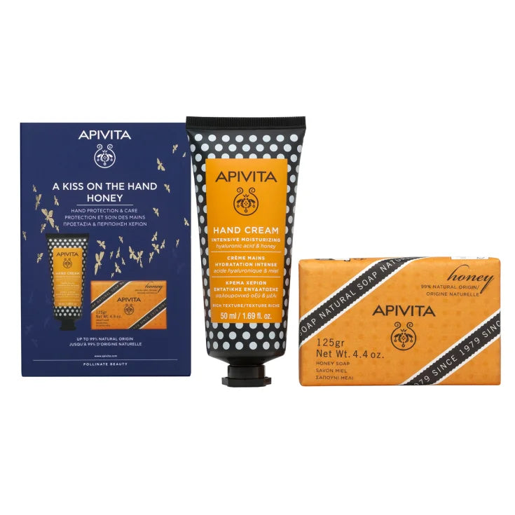 APIVITA NATALE Set Crema Mani Idratazione Intensa + Sapone con Miele