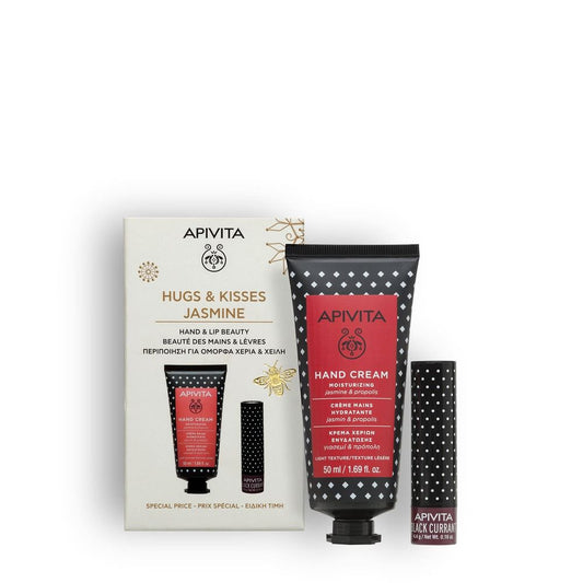 Apivita Promo Xmas Crema Mani gelsomino + Balsamo Labbra Ribes Nero